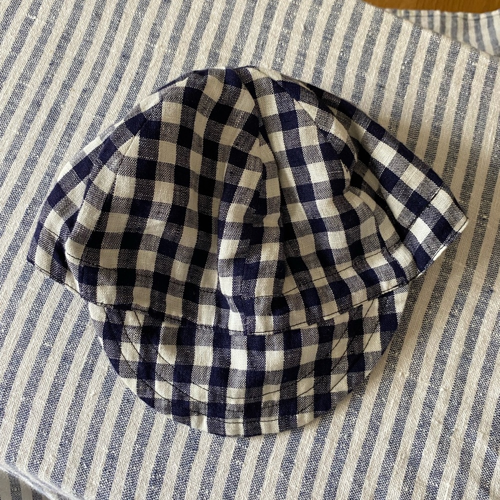 Soor ploom Navy and White Gingham sun Cap LG